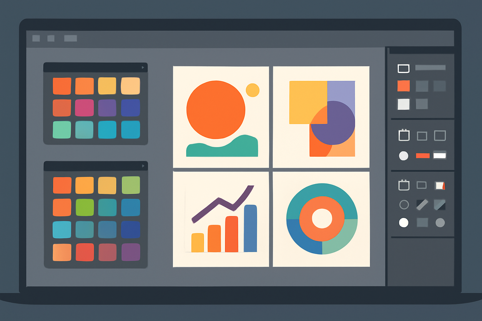 Interface Adobe Illustrator personnalisée avec palettes de couleurs et styles graphiques intégrés dans un fichier de démarrage