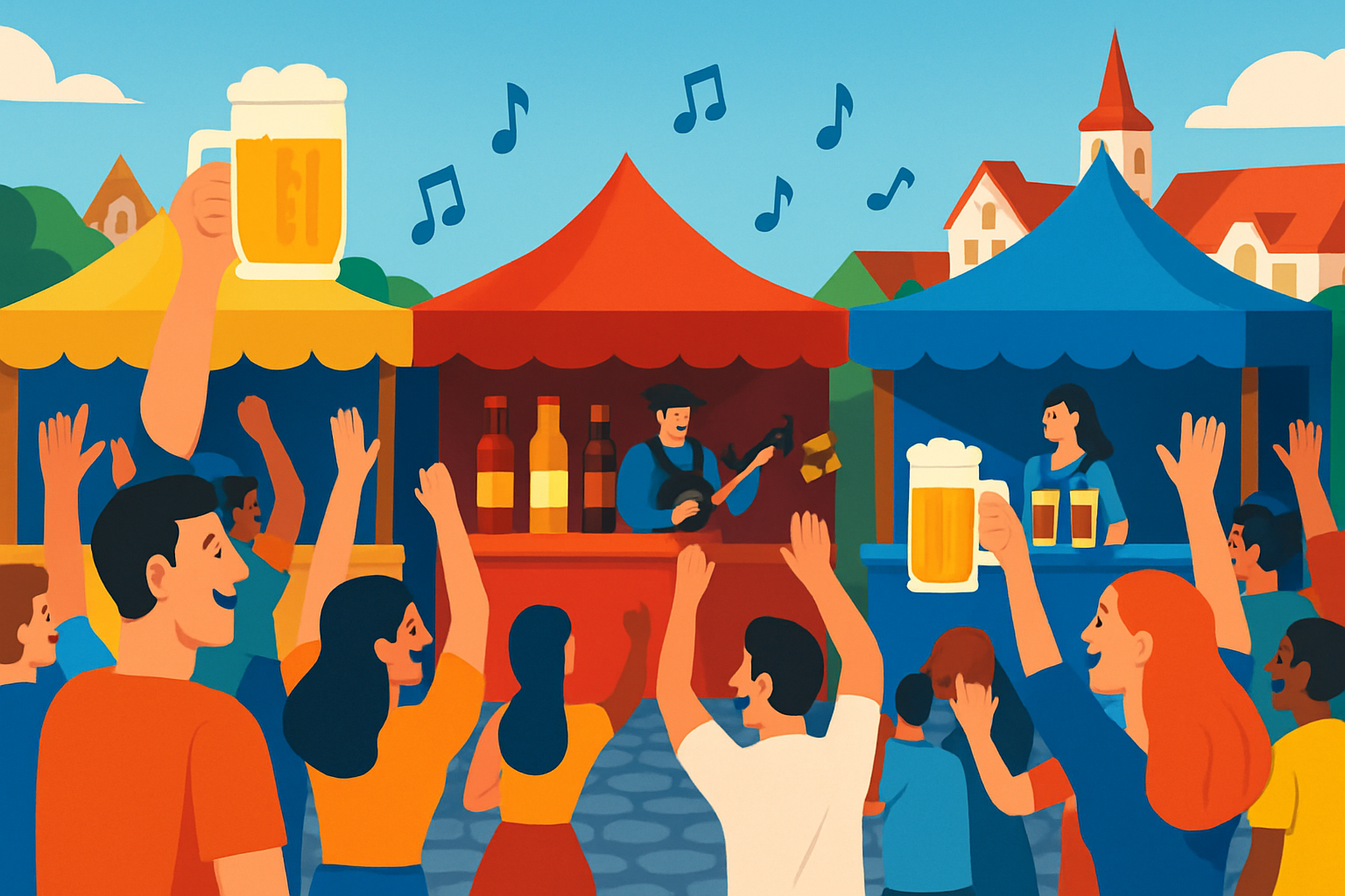 Festival de la bière en République tchèque avec des visiteurs profitant de la dégustation et de la musique