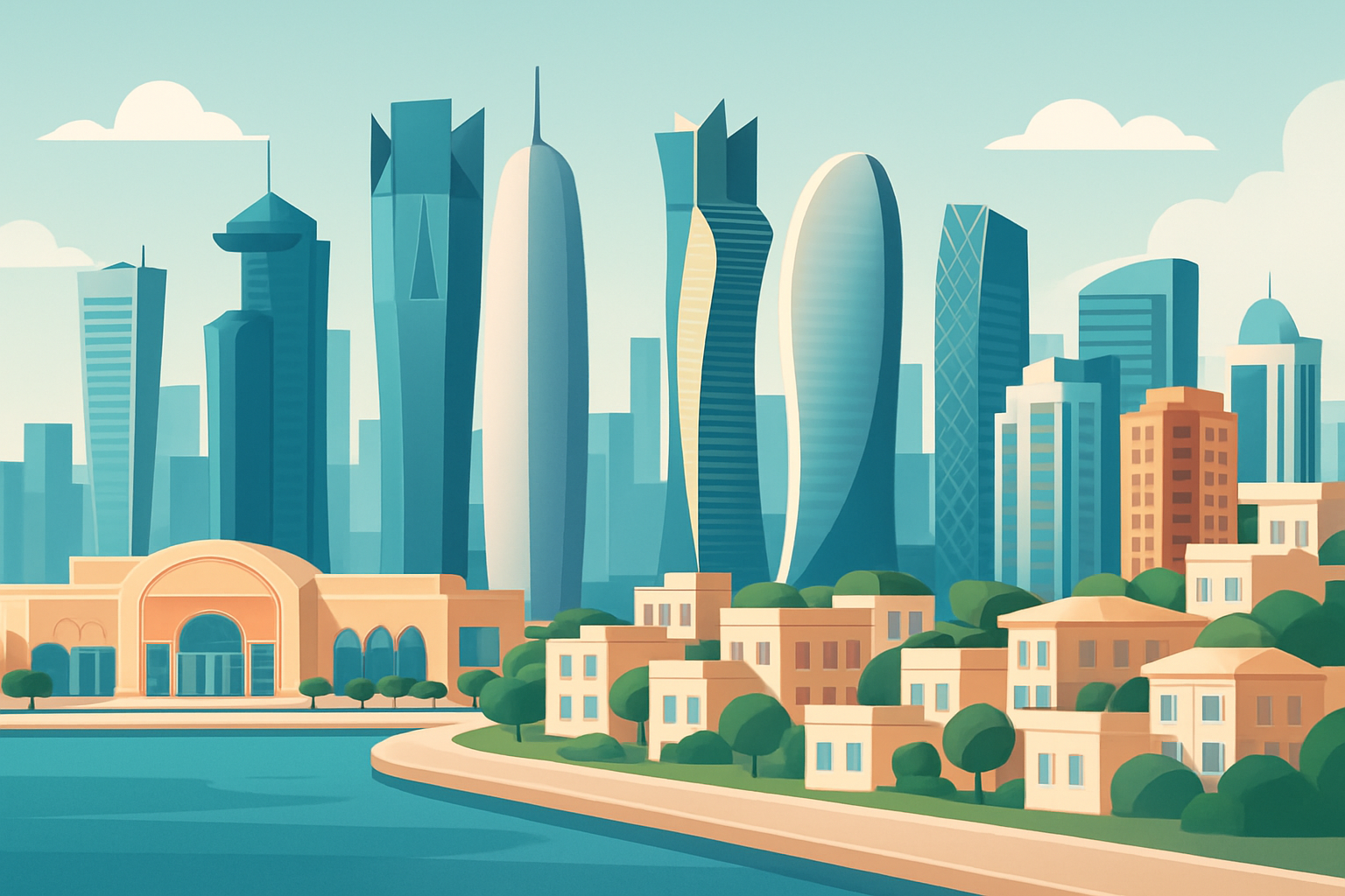 Photo illustrative montrant la modernité de Doha, la capitale, ou un lieu de vie adapté aux expatriés.