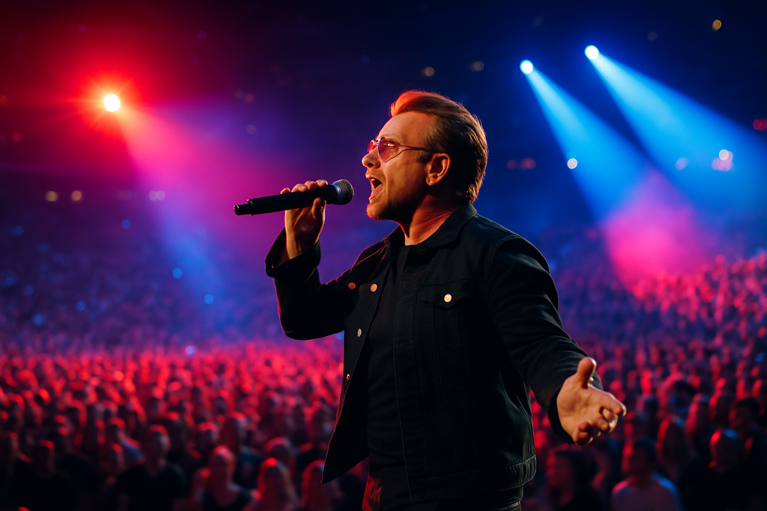 Photo emblématique de U2 en concert avec grand public