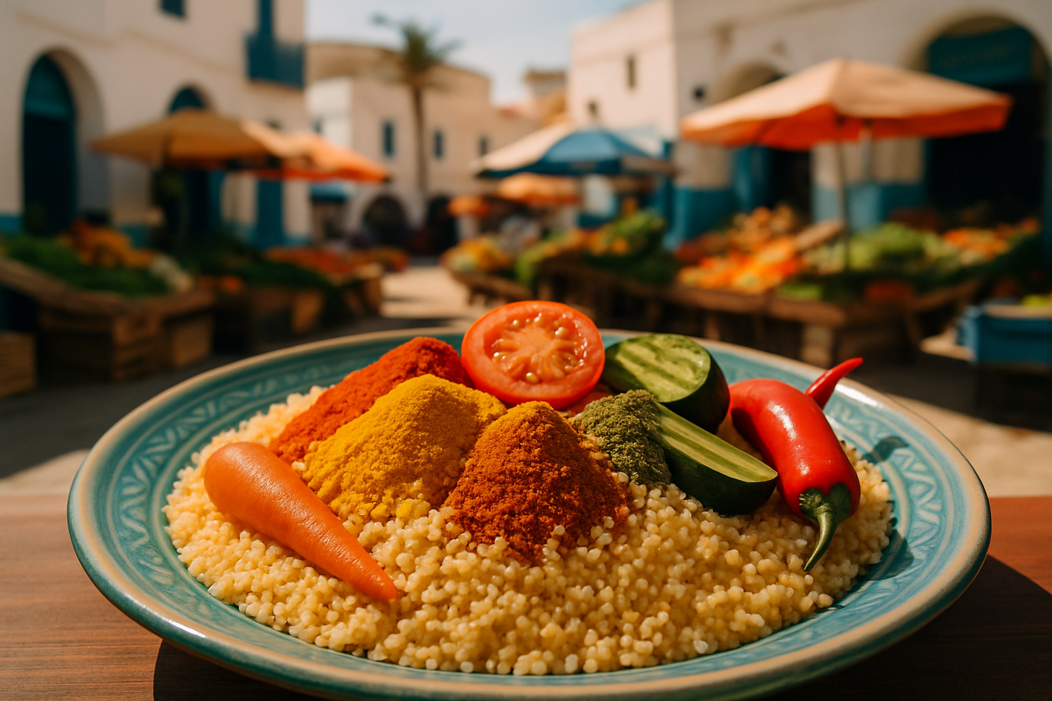 Couscous tunisien authentique parsemé d