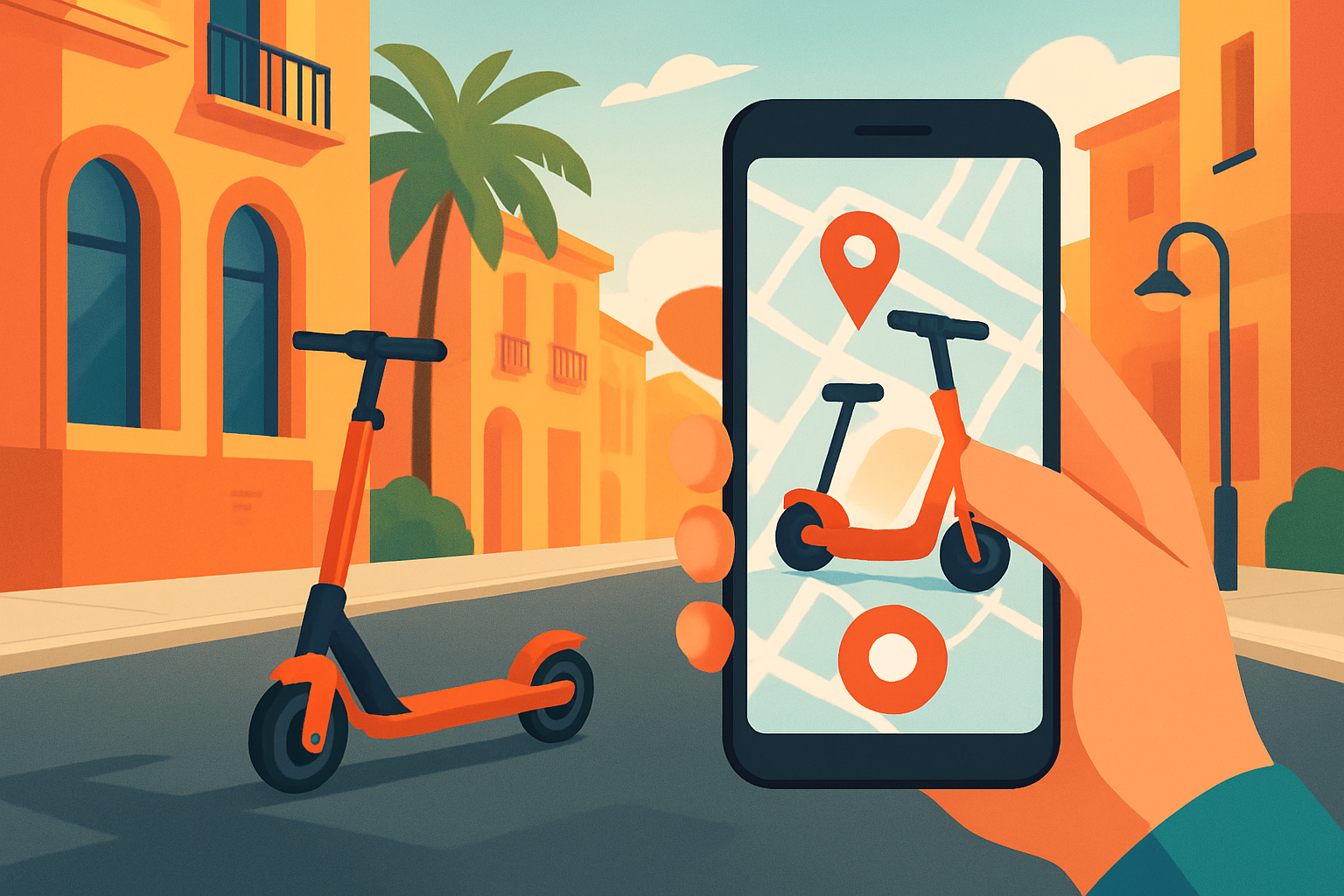 Utilisation d’une application mobile pour louer une trottinette électrique en Espagne