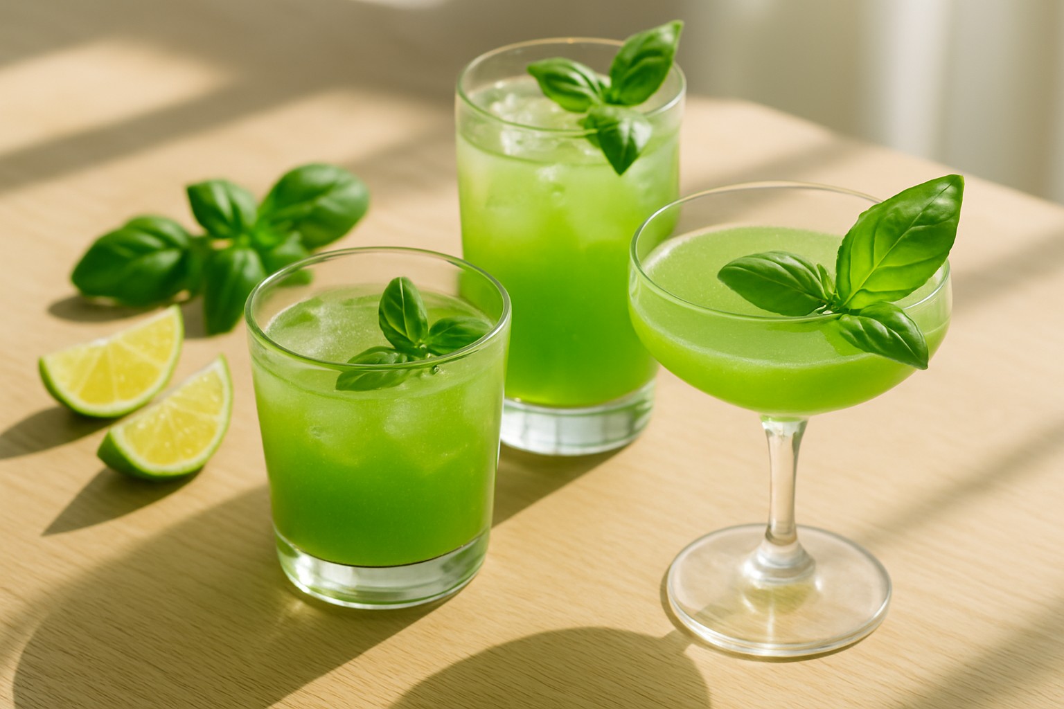 Recettes de cocktails vert au basilic et gin