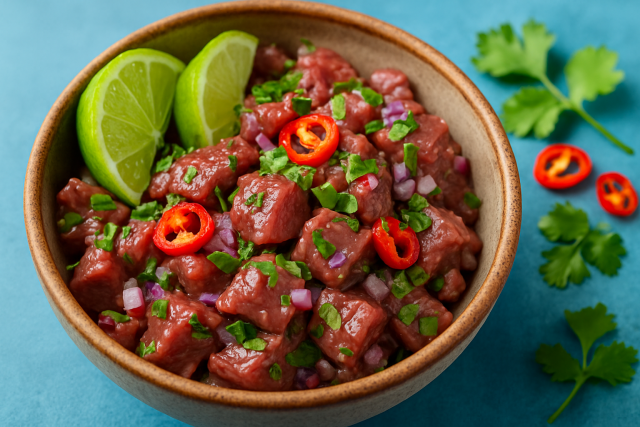 Ceviche de boeuf - Préparation et marinade
