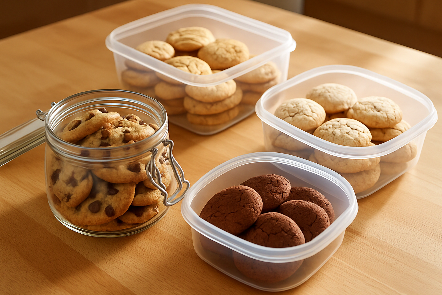 Différents contenants hermétiques pour conserver les cookies maison et préserver leur fraîcheur